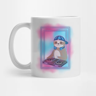 Cute Baby Sloth Playing Dj With Headphones Mug